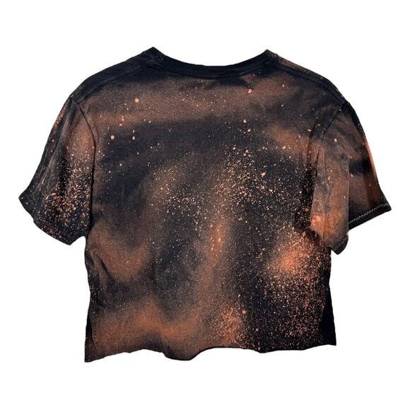 Reworked Queen Crest Band Cropped Graphic Tee M Oversized Bleached Boho Edgy - Picture 3 of 5